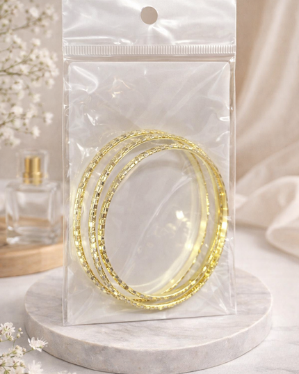 Elegant Gold Bangle Set – Textured Stackable Bracelets