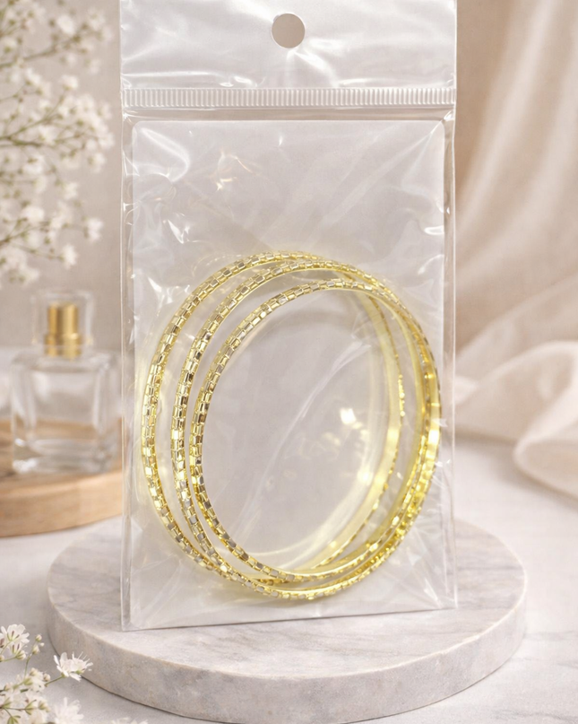 Elegant Gold Bangle Set – Textured Stackable Bracelets
