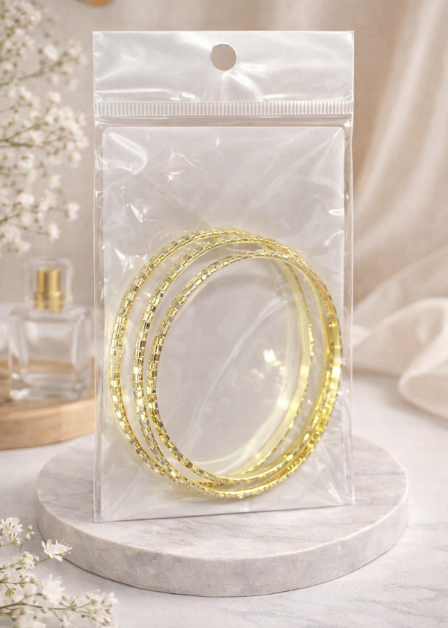 Elegant Gold Bangle Set – Textured Stackable Bracelets