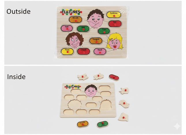 Human Face Features Wooden Puzzle