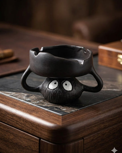 Whimsical Soot Spirit Ceramic Ashtray – Decorative Smoking Accessory