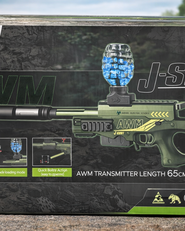 AWM J-Shot Gel Blaster Sniper Rifle – 65CM Tactical Toy Gun (3+)