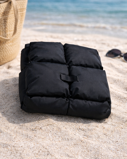Foldable Waterproof Outdoor Seat Cushion – Black & Blue