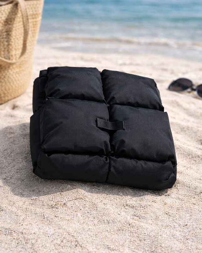 Foldable Waterproof Outdoor Seat Cushion – Black & Blue