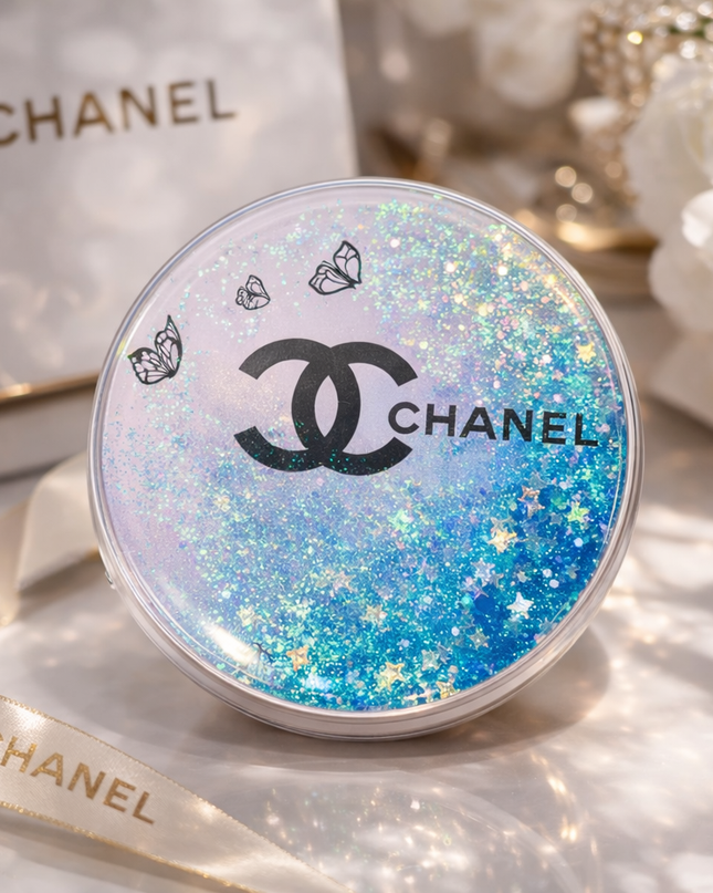 Luxury Glitter Compact Mirror – Elegant Pocket Makeup Mirror