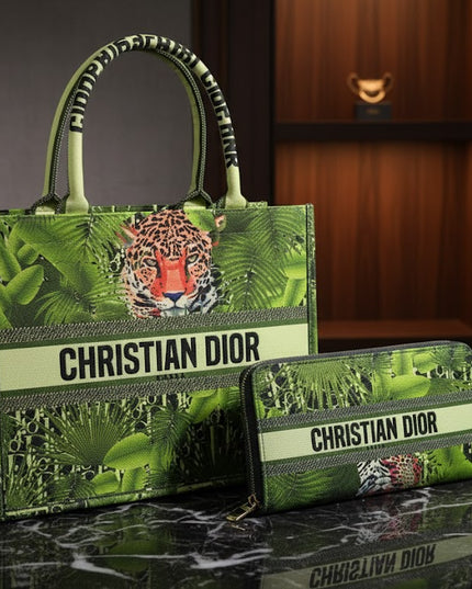 Luxury Jungle Print Handbag & Wallet Set – Stylish Tote Bag