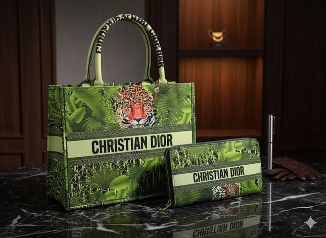 Luxury Jungle Print Handbag & Wallet Set – Stylish Tote Bag