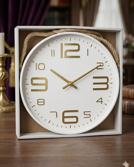 Modern Minimalist Wall Clock – Elegant White & Gold Design