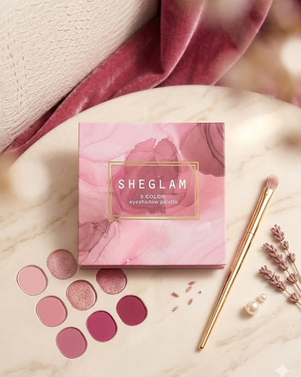 Sheglam 9-Color Eyeshadow Palette – Soft Glam Blush & Mauve Collection 💖✨