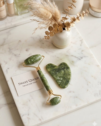 Jade Roller & Gua Sha Set – Natural Facial Sculpting & Lifting Kit