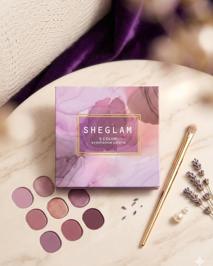 Sheglam 9-Color Eyeshadow Palette – Soft Glam Blush & Mauve Collection 💖✨