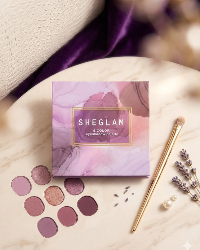 Sheglam 9-Color Eyeshadow Palette – Soft Glam Blush & Mauve Collection 💖✨