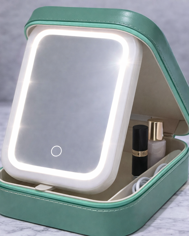 Luxury Portable LED Makeup Mirror with Storage Case