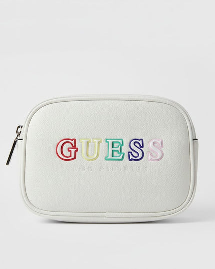 GUESS Color Logo Cosmetic & Crossbody Pouch – White