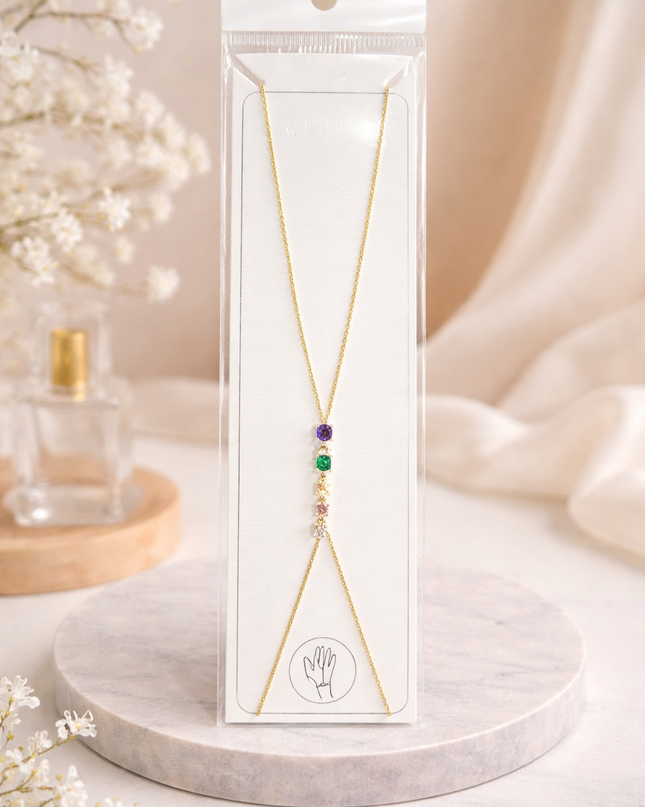 Elegant Multicolor Drop Necklace – Gold Delicate Charm Design