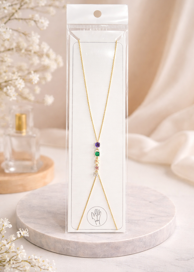 Elegant Multicolor Drop Necklace – Gold Delicate Charm Design