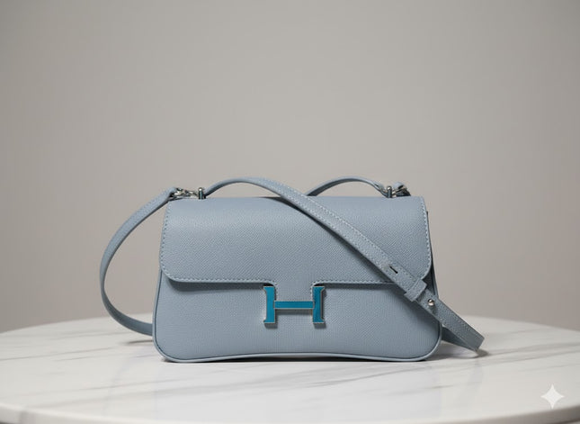 Elegant H-Detail Shoulder Bag – Soft Blue