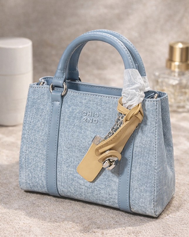 Chic Mini Denim Handbag – Light Blue