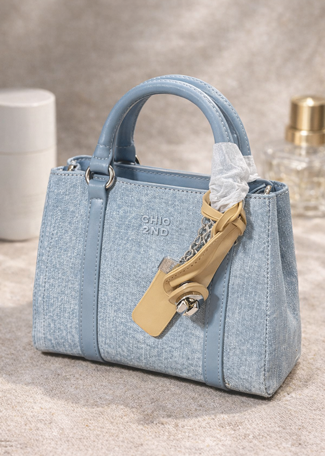 Chic Mini Denim Handbag – Light Blue