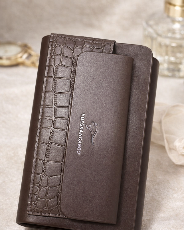 Yueskangaroo Classic Leather Wallet – Brown & Black