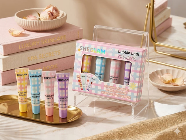SheGlam Bubble Bath Dreams Lip Balm Set – Hydrating & Glossy Collection