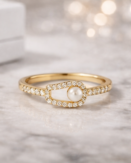 Gold Pearl Accent Ring