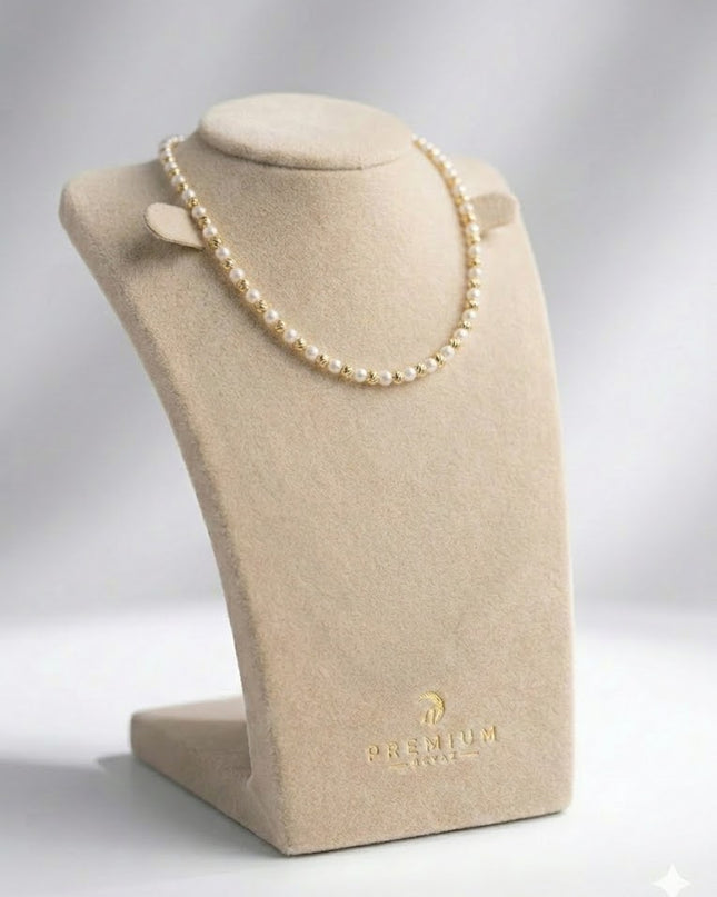 Classic Gold & Pearl Beaded Necklace – Elegant Everyday Jewelry