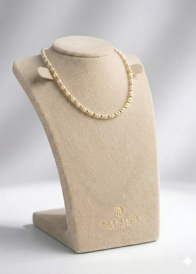 Classic Gold & Pearl Beaded Necklace – Elegant Everyday Jewelry