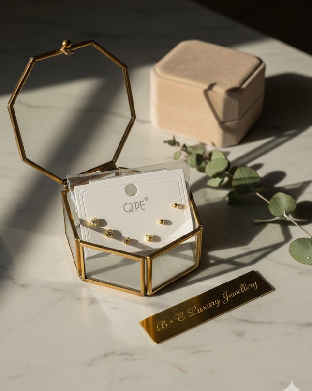 Gold Mini Stud Earring Set – Crystal & Classic Designs