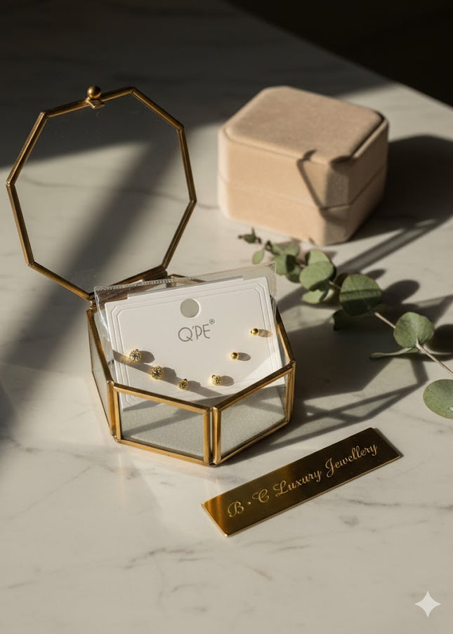 Gold Mini Stud Earring Set – Crystal & Classic Designs
