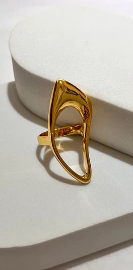 Elegant Gold Abstract Open Ring – Modern Minimalist Statement Piece