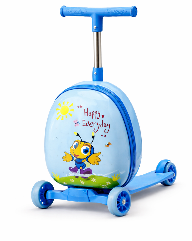 🛴 Kids Ride-On Scooter Luggage – Army & Blue Cartoon Edition