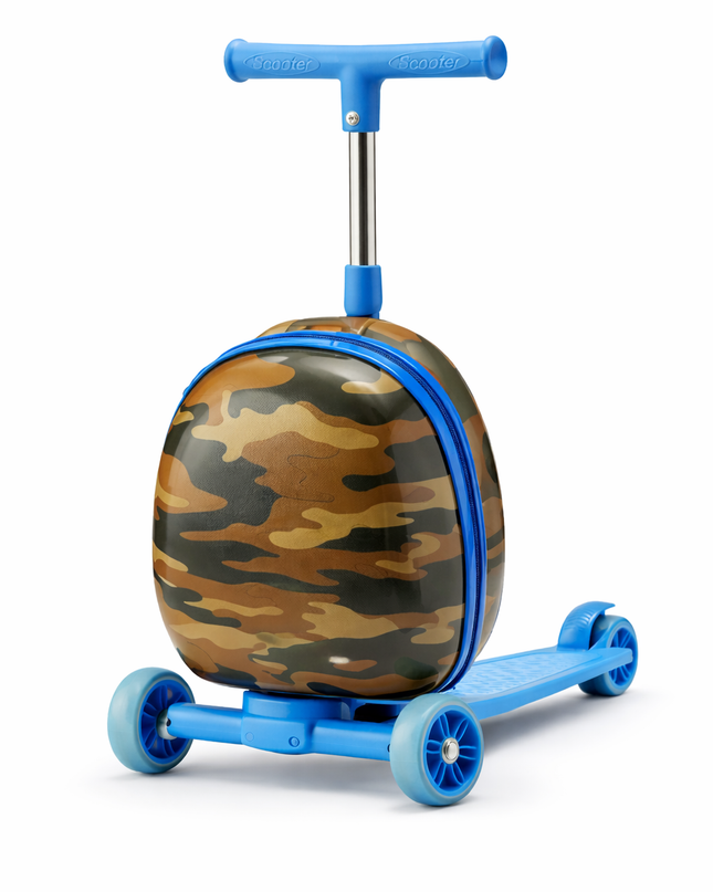 🛴 Kids Ride-On Scooter Luggage – Army & Blue Cartoon Edition