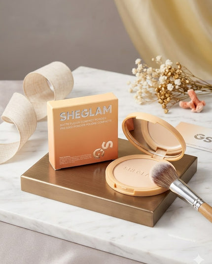 SheGlam Matte Fusion Compact Powder – Warm Tone Oil-Control Finish