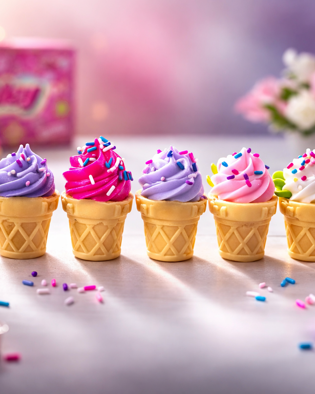 Mini Ice Cream Cone Squishy Toy Set – Colorful Scented Stress Relief Collection