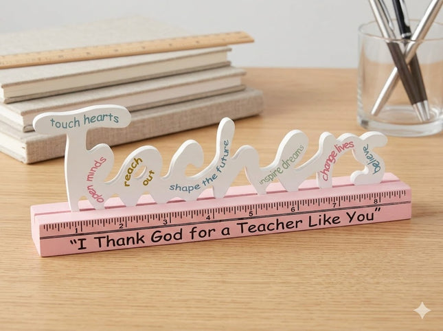 Thank You Teacher Decorative Desk Plaque – Inspirational Appreciation Gift