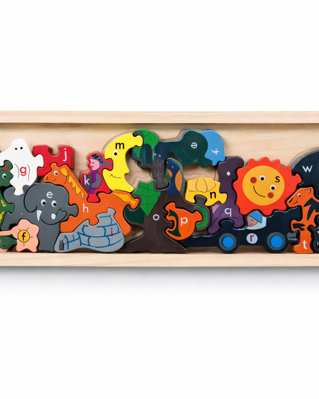 Wooden Alphabet Animal Puzzle Board – Educational ABC Learning Toy (3+)