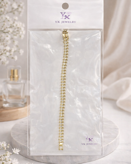 YX Gold Tennis Bracelet – Elegant Crystal Link Design