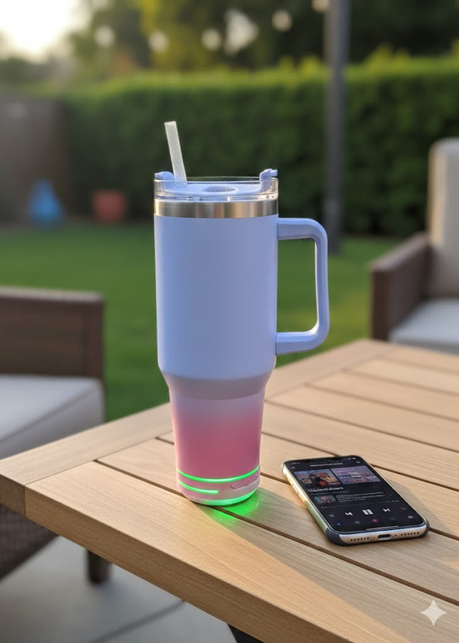 Smart Vacuum Tumbler with Bluetooth Speaker