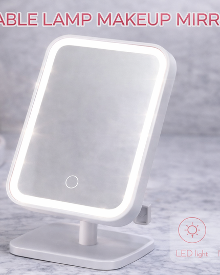 LED Table Lamp Makeup Mirror – Adjustable & Touch Control