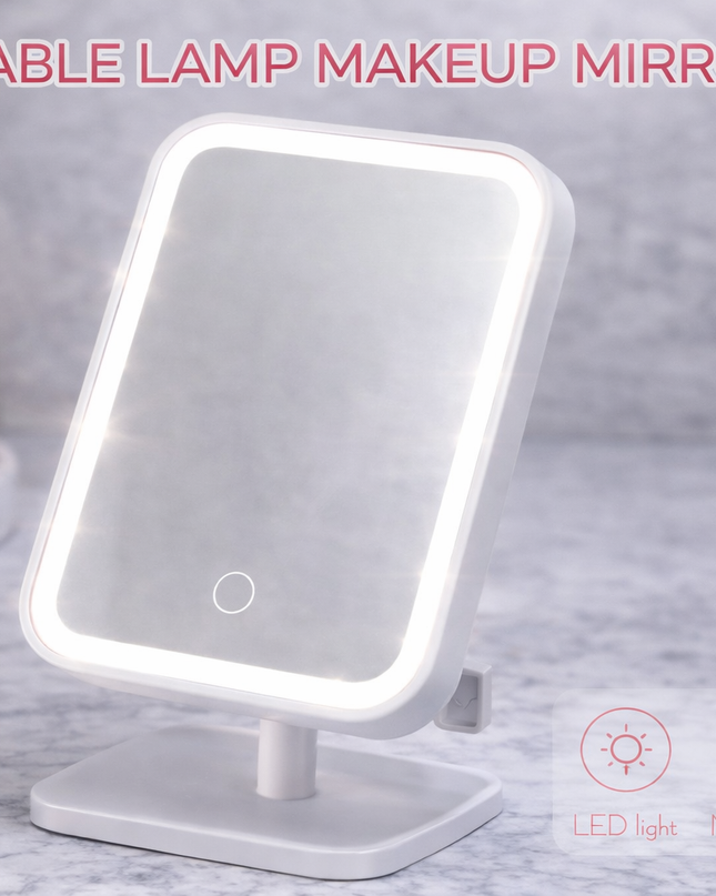 LED Table Lamp Makeup Mirror – Adjustable & Touch Control