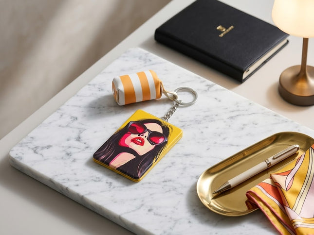 Fashion Pocket Mirror Keychain – Cute Compact Mirror with Holder