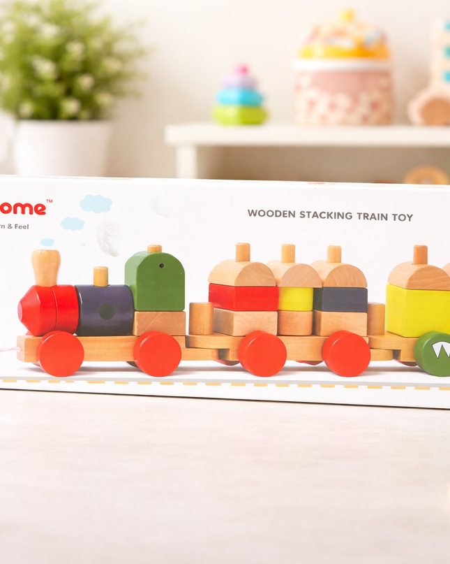 Wooden Stacking Train Toy – Colorful Educational Train Set (3+ Years)