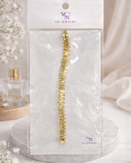 YX Gold Textured Link Bracelet – Elegant Statement Design