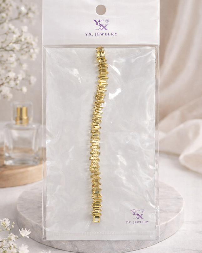 YX Gold Textured Link Bracelet – Elegant Statement Design