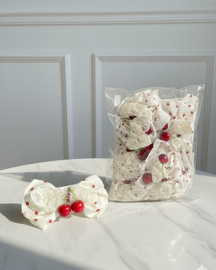 Cherry Lace Hair Bow Set
