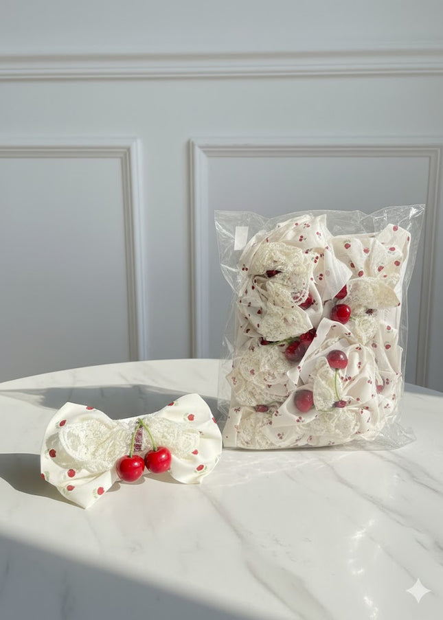 Cherry Lace Hair Bow Set