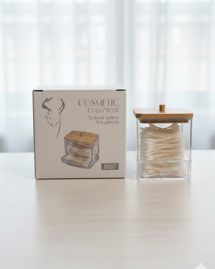 WoodLid Cotton Swab Storage Box