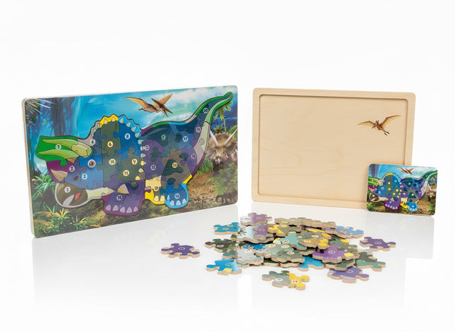 3-in-1 Wooden Dinosaur Puzzle Set