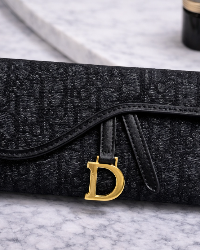 Title: Monogram Flap Long Wallet with Gold D Charm